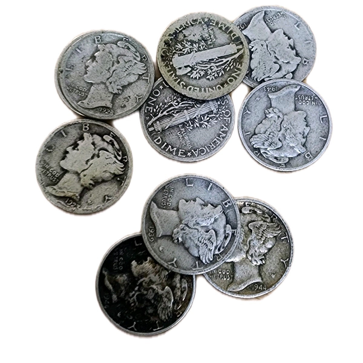 Lot of 10 90% Silver Mercury Dimes