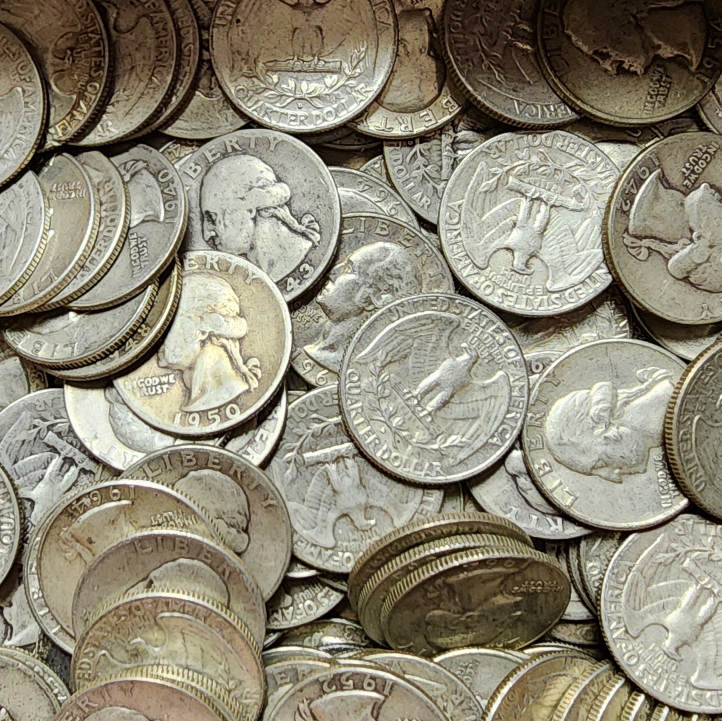 Lot of FOUR 90% Silver Washington Quarters