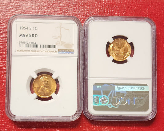 1954-S PCGS MS66 Gem BU+ Lincoln Wheat Cent