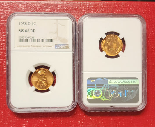 1958-D NGC MS66 Gem BU+ Lincoln Wheat Cent
