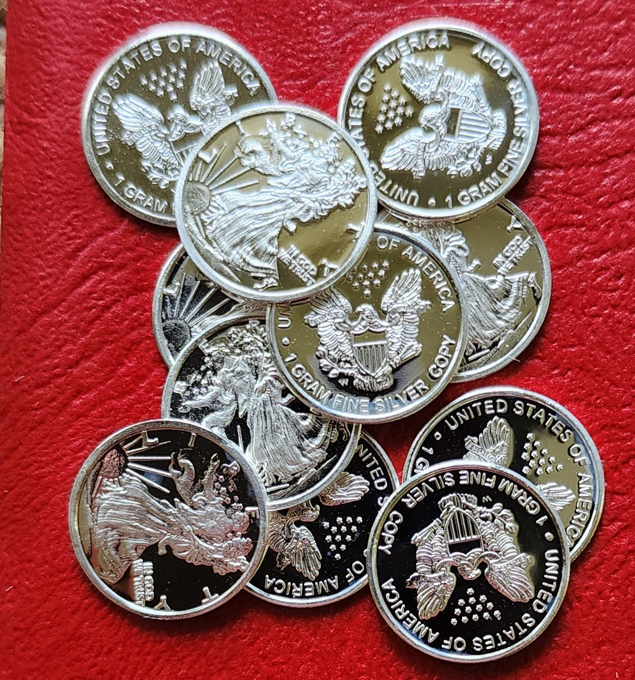 One Gram .999 Silver Rounds - Silver Eagle Design - Lot of 10