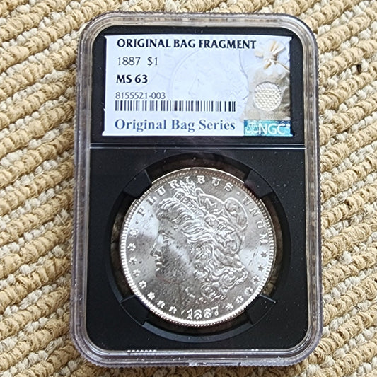Pre-1921 NGC MS-63  Morgan Silver Dollar in Original Bag Fragment Holder