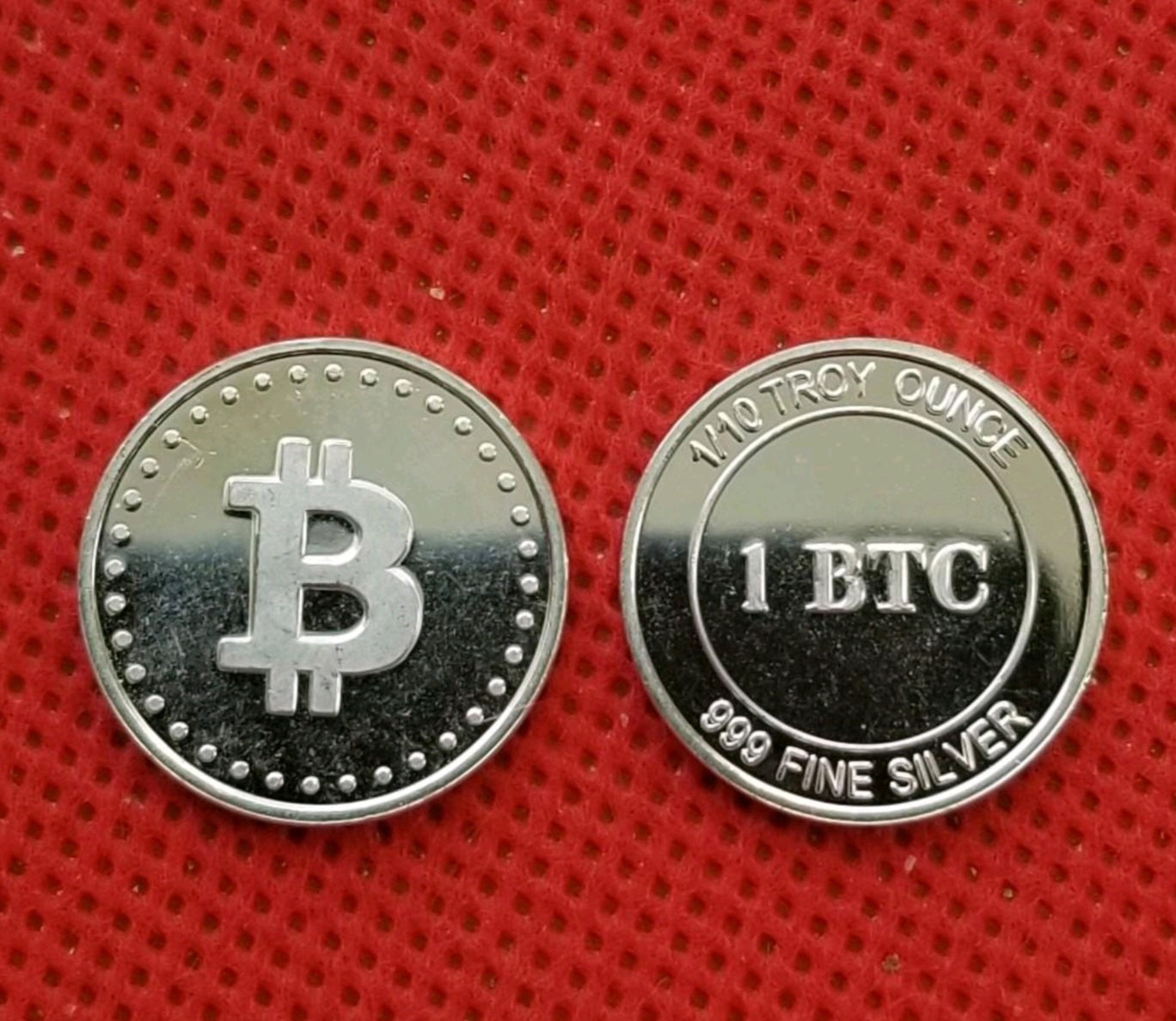 One Tenth  Troy Oz.  .999 Silver Round - Bitcoin Design