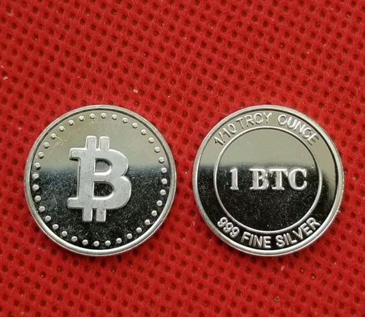 One Tenth  Troy Oz.  .999 Silver Round - Bitcoin Design
