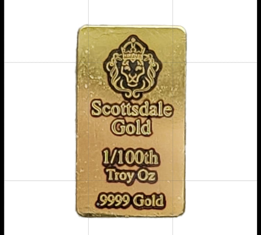 1/100 Troy Oz. Scottsdale .9999 Gold Bar