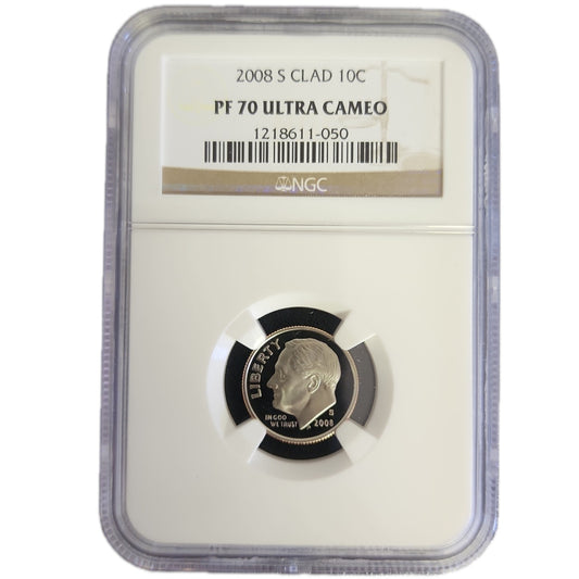 2008-S NGC PF 70 Proof Clad Roosevelt Dime - Perfect Grade